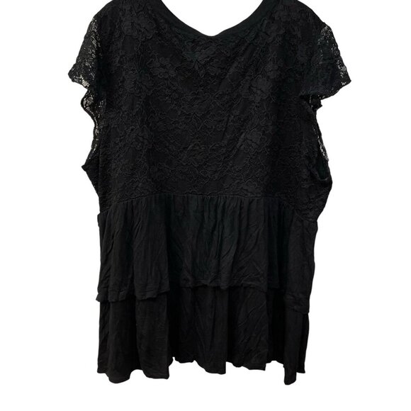 Torrid Super Soft V-Neck Lace Bodice Tiered Babydoll Top Blouse Womens 2X 18-20 - Picture 7 of 9